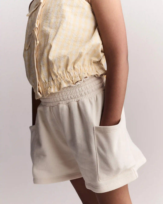 Toddler Girl Fleece Swing Shorts with Pockets - Cream