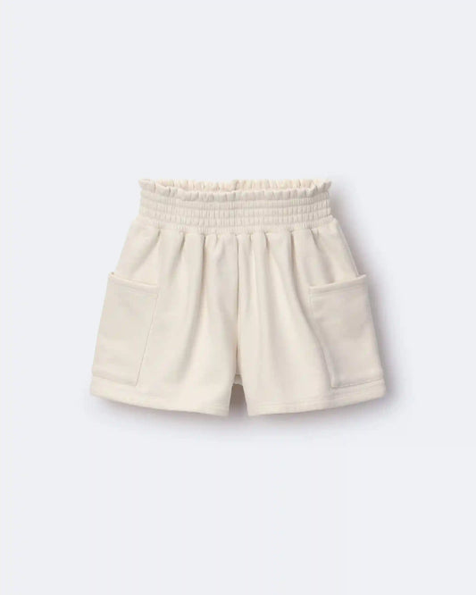 Toddler Girl Fleece Swing Shorts with Pockets - Cream