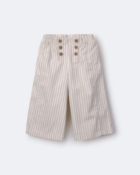 Toddler Girl Sailor Pant in Stripes - Cream/Grey