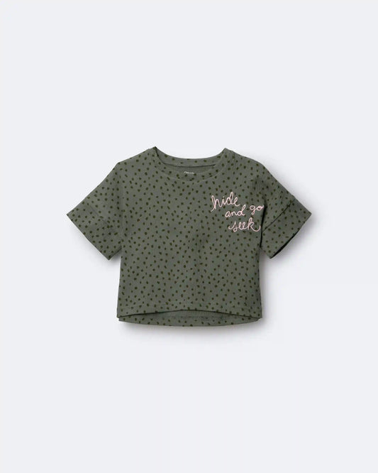 Toddler Girl 'Hide and Seek' High-Low Dolman Tee - Olive