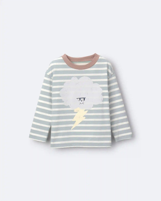 Toddler Striped Storm Long-Sleeve Relaxed Graphic Tee - Teal