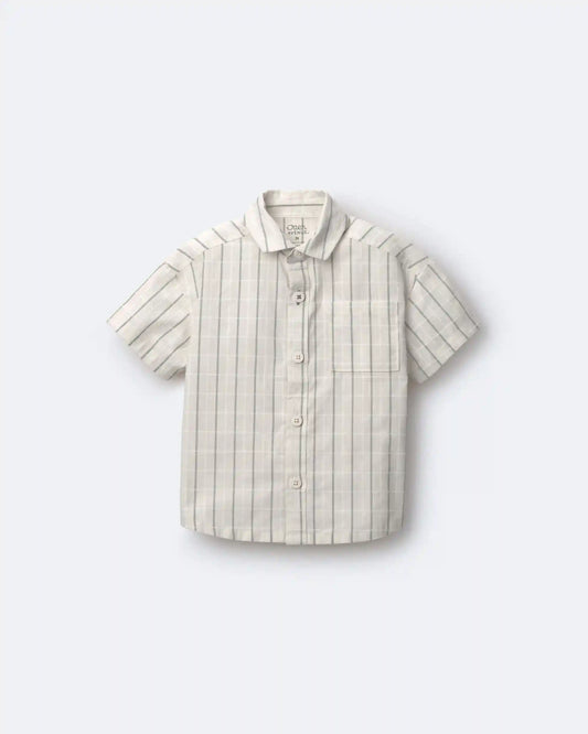 Toddler Boy Dobby Knit Button-Down Short-Sleeve Shirt - Cream
