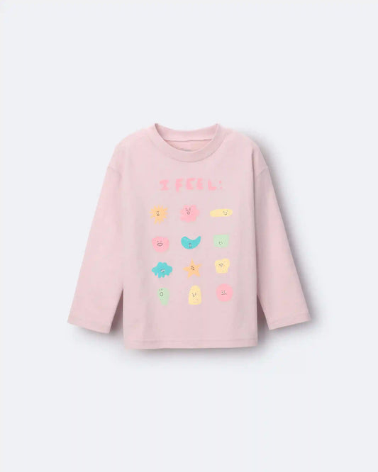 Toddler Girl 'I Feel' Long-Sleeve Relaxed Graphic Tee - Light Pink