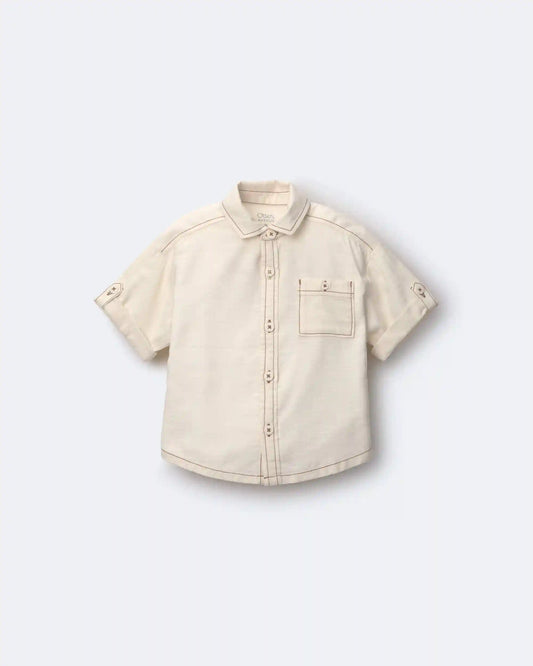 Toddler Boy Button-Down Short-Sleeve Shirt - Cream