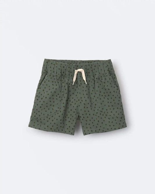 Toddler Standard Shorts with Pockets in Dot Print- Olive