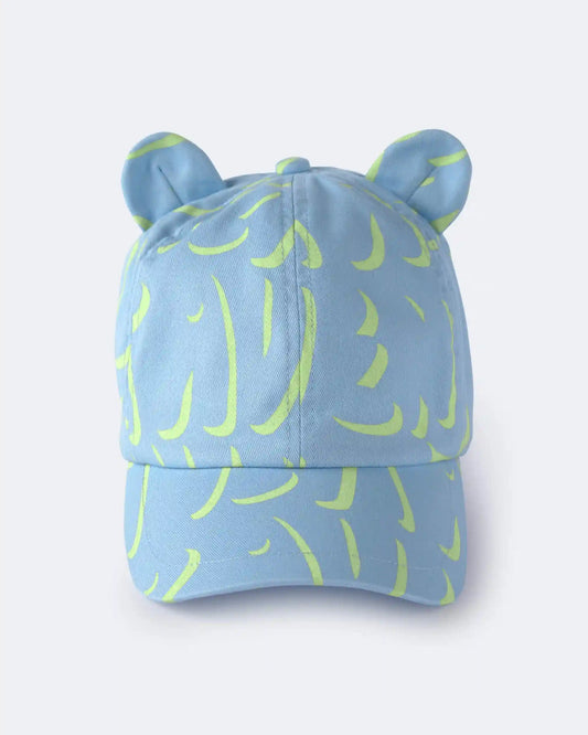 Toddler Baseball Hat with Ears in Abstract Print - Blue