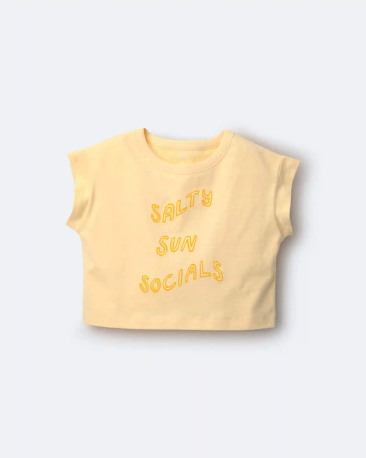Toddler Girl 'Salty Sun Socials' Boxy Tee - Yellow