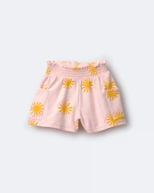Toddler Girl Swing Shorts with Pockets in Sunny Life Print - Light Pink
