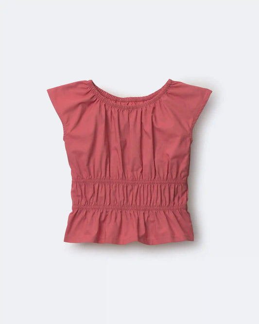 Toddler Girl Elastic Waist Peplum Top - Rose