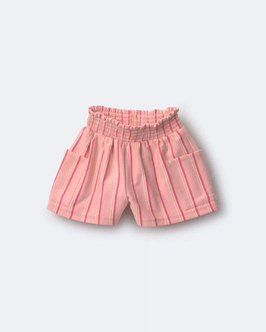 Toddler Girl Swing Shorts with Pockets in Stripes - Light Pink