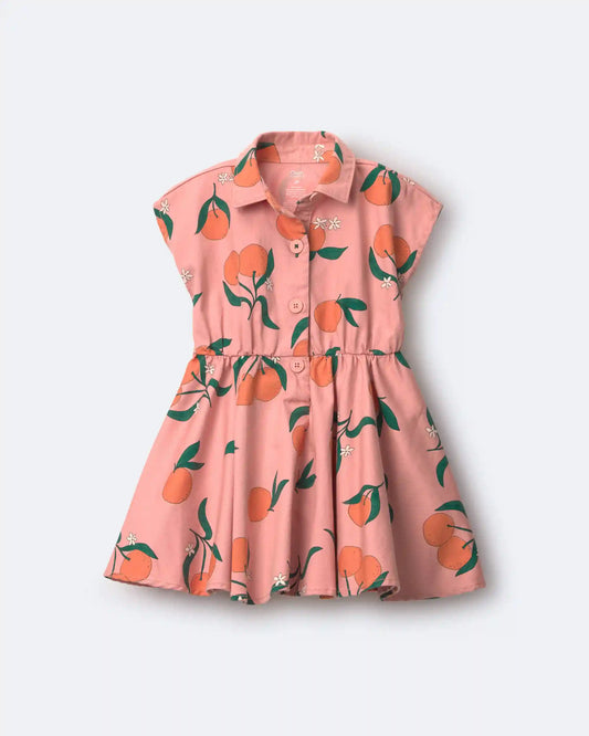 Toddler Girl Avenue Twirl™ Dress in Clementine Grove Print - Light Pink