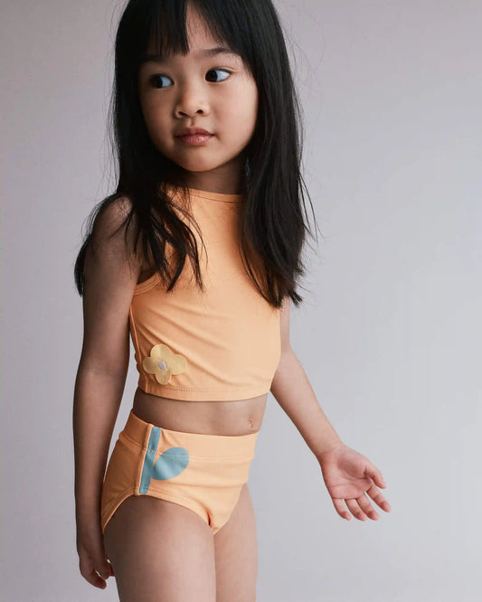 Toddler Girl Floral Tankini Set - Orange