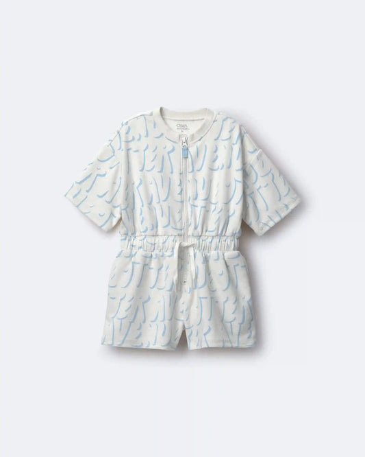 Toddler Girl Flowy Romper in Otter Avenue Print - Cream