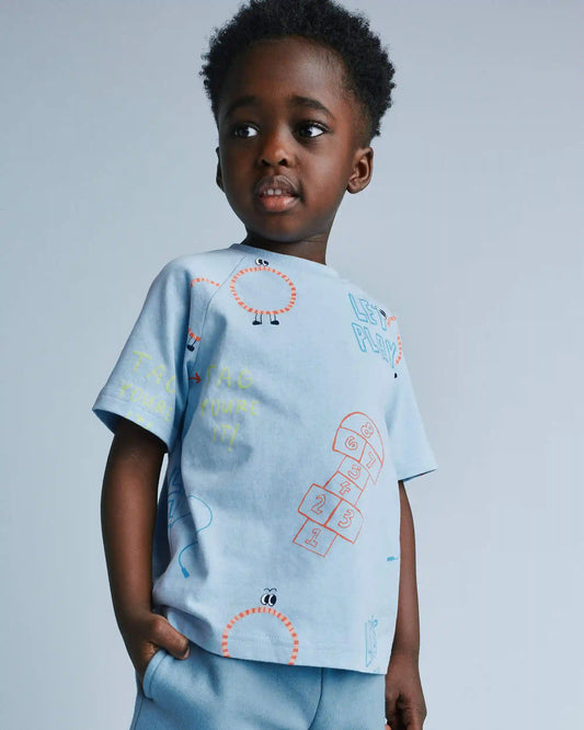 Toddler 'Let's Play' Raglan Relaxed Tee - Light Blue