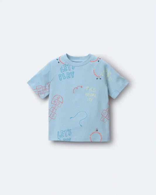 Toddler 'Let's Play' Raglan Relaxed Tee - Light Blue
