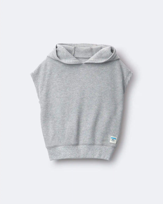 Toddler Waffle Knit Elastic-Waist Hooded Top - Heather Grey