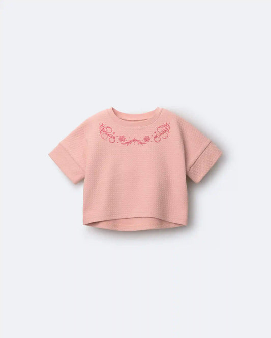 Toddler Girl High-Low Bubble Dolman Tee - Light Pink
