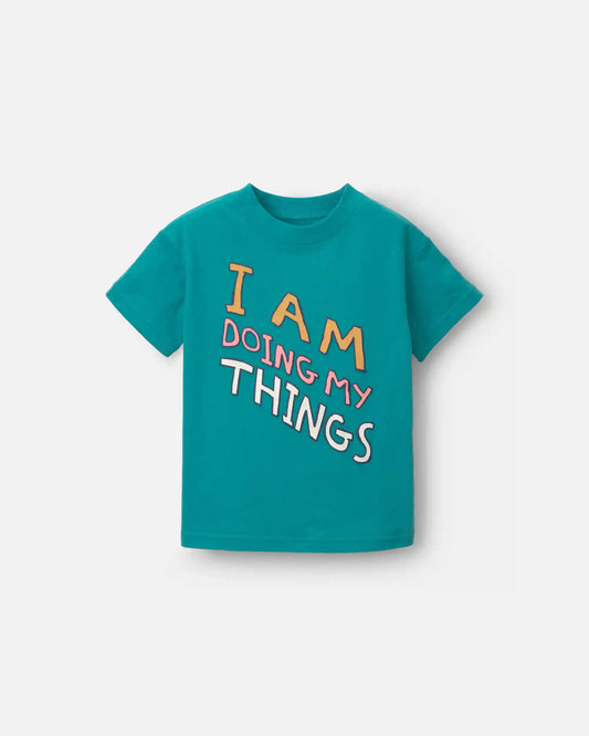 Toddler 'I Am Doing My Things' Relaxed Graphic Tee - Teal