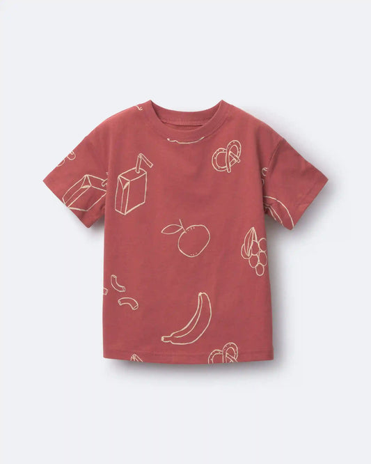 Toddler Relaxed Tee in Snack Print - Red