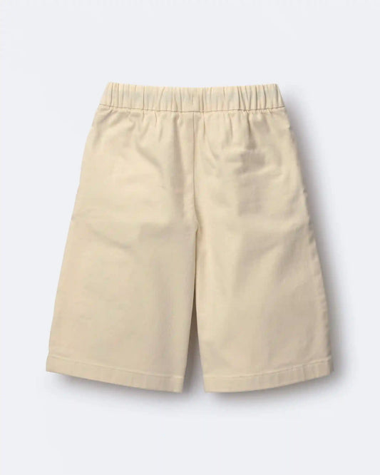 Toddler Girl Embroidered Wide-Leg Pants with Flowers - Cream