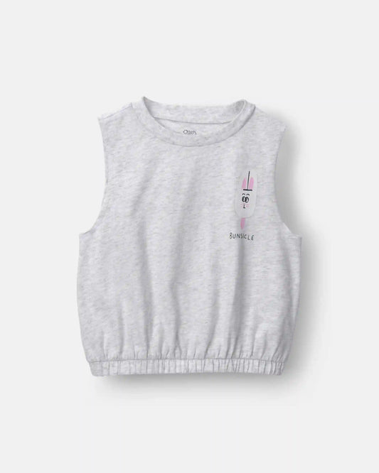 Toddler Girl 'Bunsicle' Elastic Waist Tank - Heather Grey