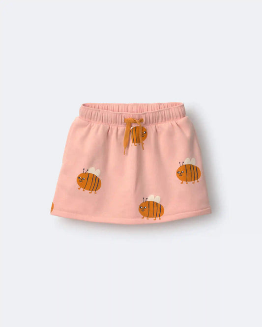 Toddler Girl Pull-On Skirt with Pockets in Bee Print - Light Pink