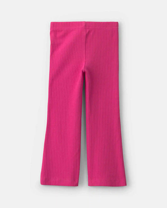Toddler Girl Ribbed Pull-On Stretch Flare Leggings - Pink