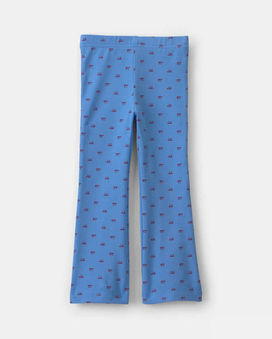 Toddler Girl Bow Cotton Pull-On Stretch Flare Leggings - Blue