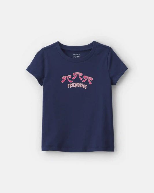 Toddler Girl 'Friendsies' Bow Graphic Tee - Navy Blue