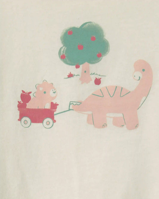 Toddler Girl Dinosaur Graphic Tee - Cream