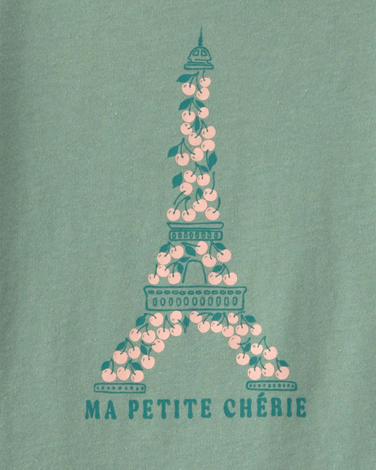Toddler Girl 'Ma Petite Chérie' Eiffel Tower Long-Sleeve Graphic Tee - Green