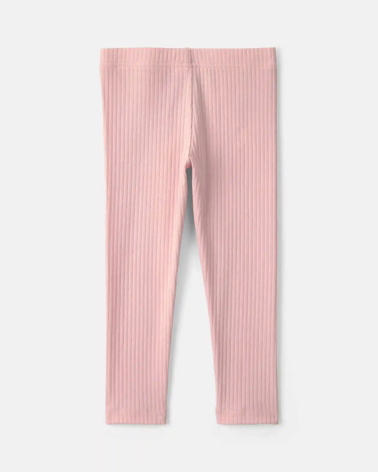 Toddler Girl Cotton Pull-On Stretch Rib Leggings - Pink