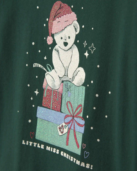 Toddler Girl Christmas Bear Long-Sleeve Graphic Tee - Green