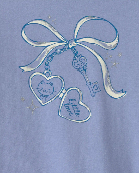 Toddler Girl Bow Long-Sleeve Graphic Tee - Blue
