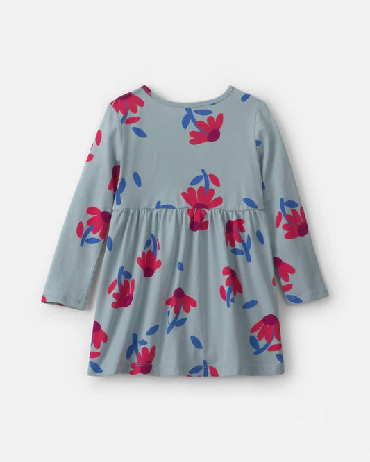 Toddler Girl Floral Long-Sleeve Dress - Blue