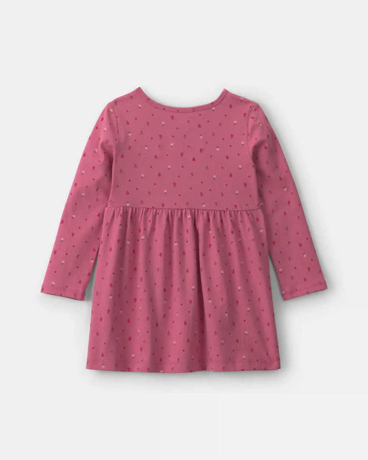 Toddler Girl Polka Dot Long-Sleeve Dress - Pink