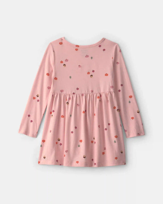 Toddler Girl Pumpkin Long-Sleeve Dress - Pink