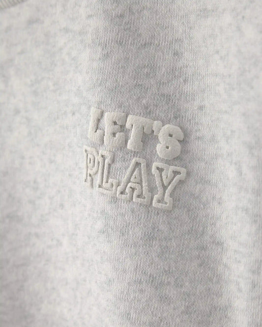 Toddler Girl 'Let's Play' Fleece Pullover Sweatshirt - Grey