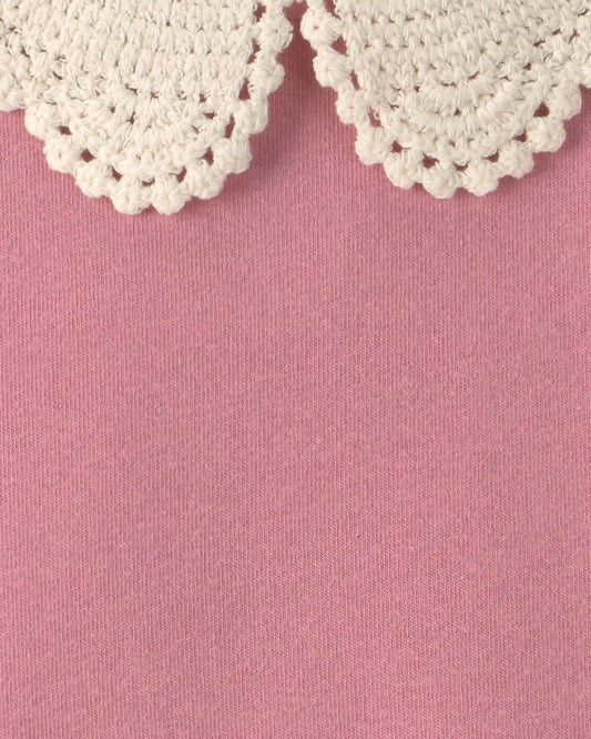 Toddler Girl Collared Fleece Sweater - Pink
