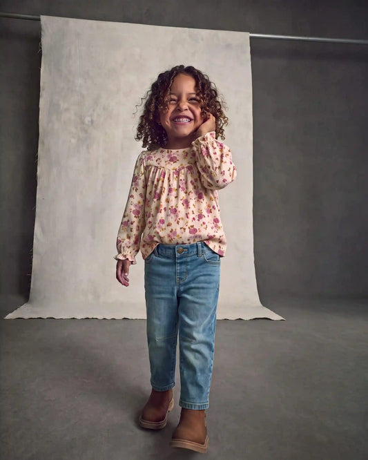 Toddler Girl Denim Barrel Jeans - Medium Wash