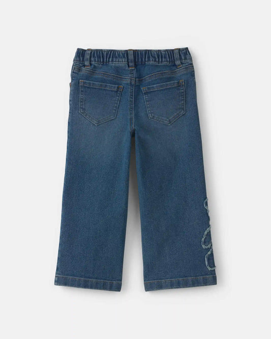 Toddler Girl Bear Denim Pull-On Jeans - Medium Wash