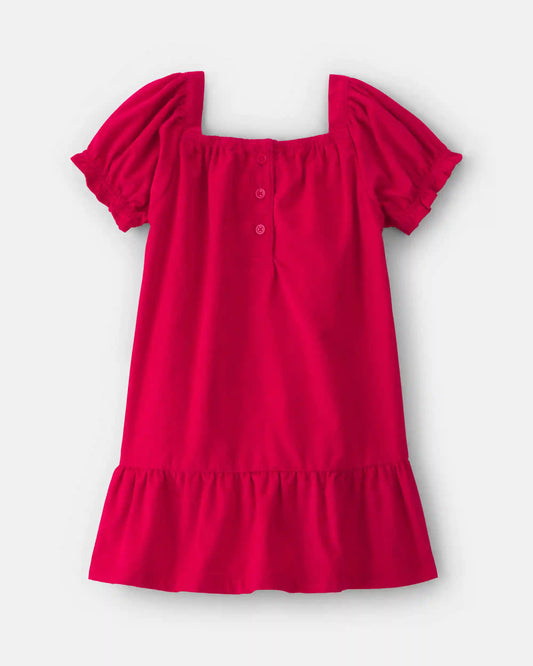 Toddler Girl Corduroy Short-Sleeve Dress - Red