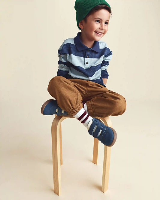 Toddler Boy Striped Long-Sleeve Henley T-Shirt - Navy Blue
