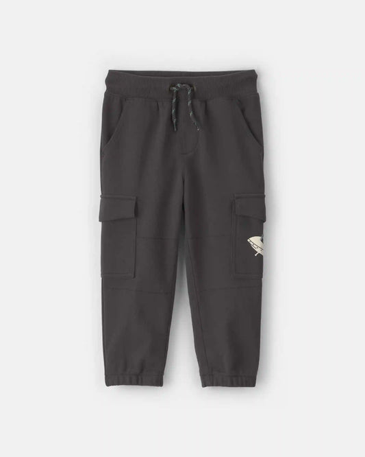 Toddler Boy Glow-in-the-dark French Terry Cargo Joggers - Black