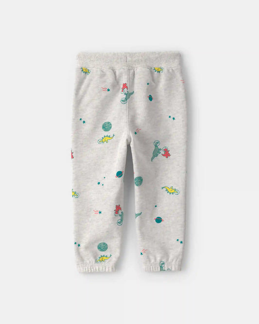 Toddler Boy Space Dino French Terry Joggers - Grey