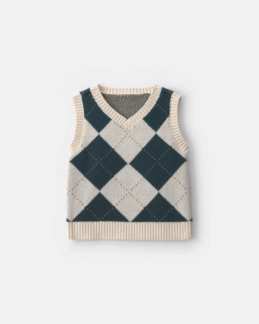 Toddler Boy Argyle Sweater Vest - Green/Cream