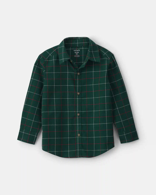 Toddler Boy Plaid Long-Sleeve Button-Down Shirt - Green