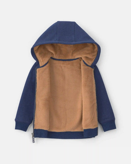 Toddler Boy Fleece Zip-Up Jacket - Navy Blue