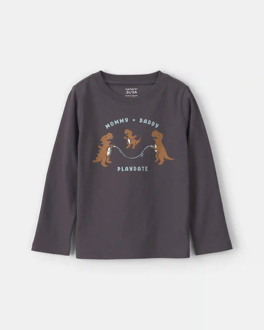 Toddler Boy Dinosaur Long-Sleeve Graphic Tee - Grey