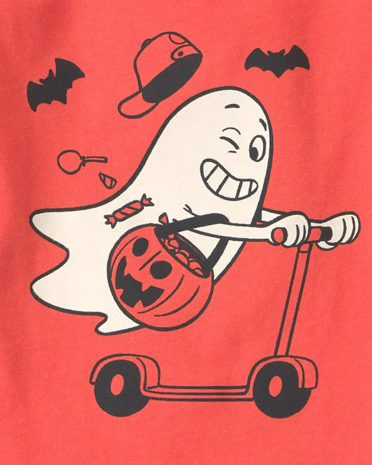 Toddler Boy Ghost Scooter Long-Sleeve Graphic Tee - Orange